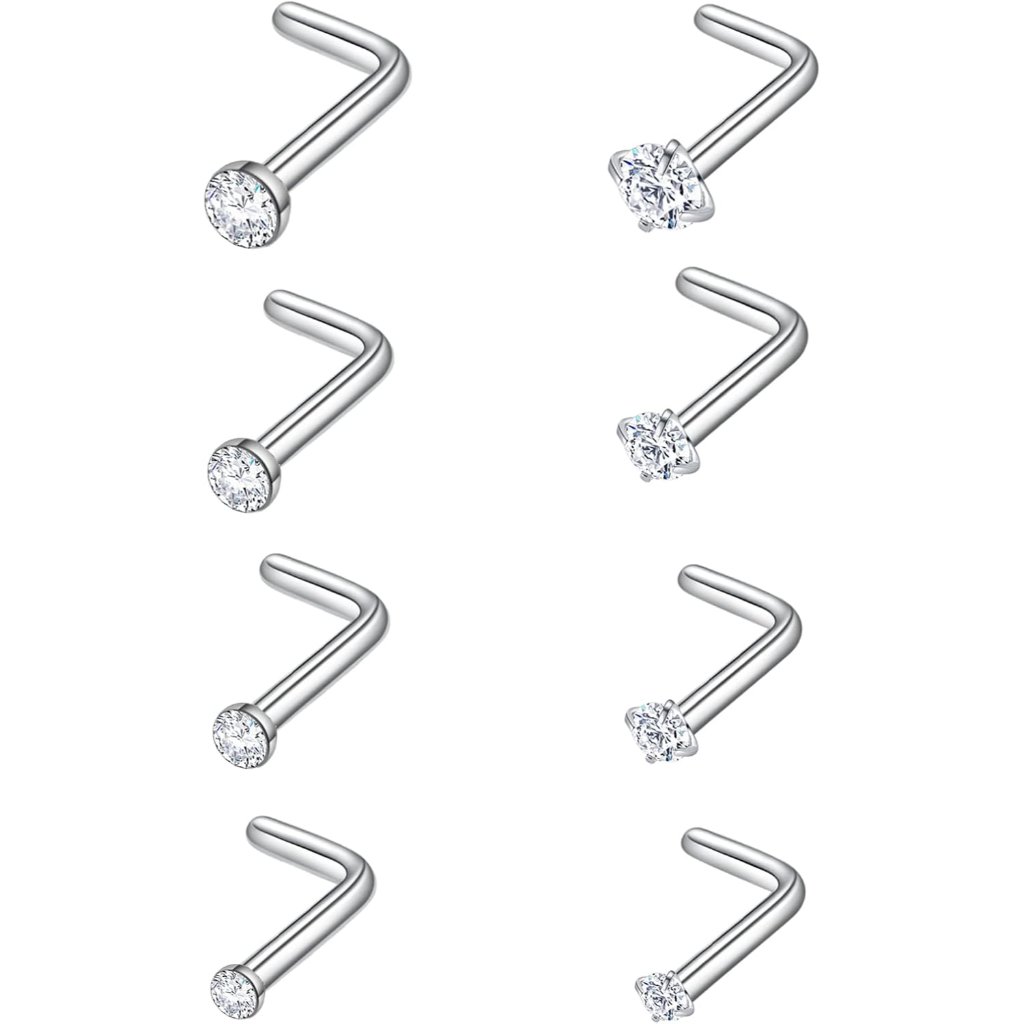 Surgical Steel Nose Piercing Jewelry  20g  18g Nose Rings  Studs Hoops 8mm1